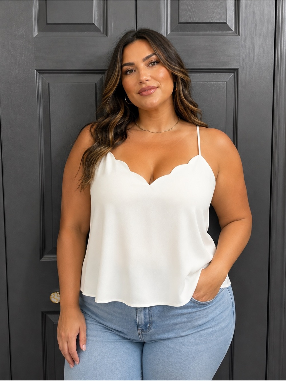 J. by J.Crew Women’s Size 20 Ivory Scalloped Strappy Camisole Top Elegant NWT